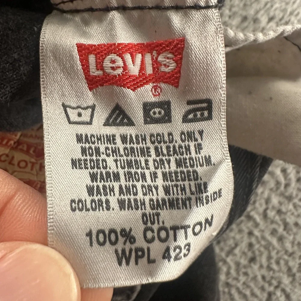 Levis 501xx Jeans Mens 34x30 Black Straight Leg Button Fly Dark Wash Denim Y2K